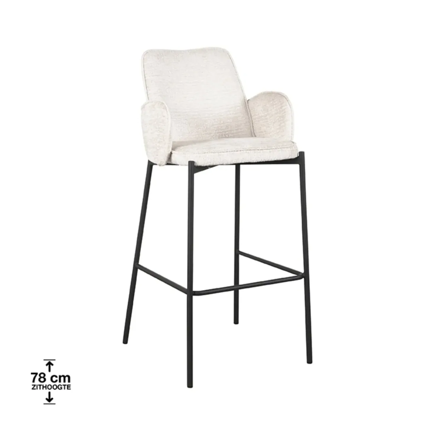 Barkruk Joni Beige Fluweel Zithoogte 78cm