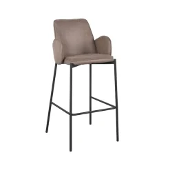 Barkruk Joni Taupe Micro Suede Zithoogte 78cm