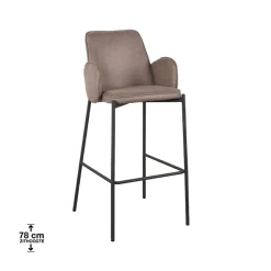 Barkruk Joni Taupe Micro Suede Zithoogte 78cm