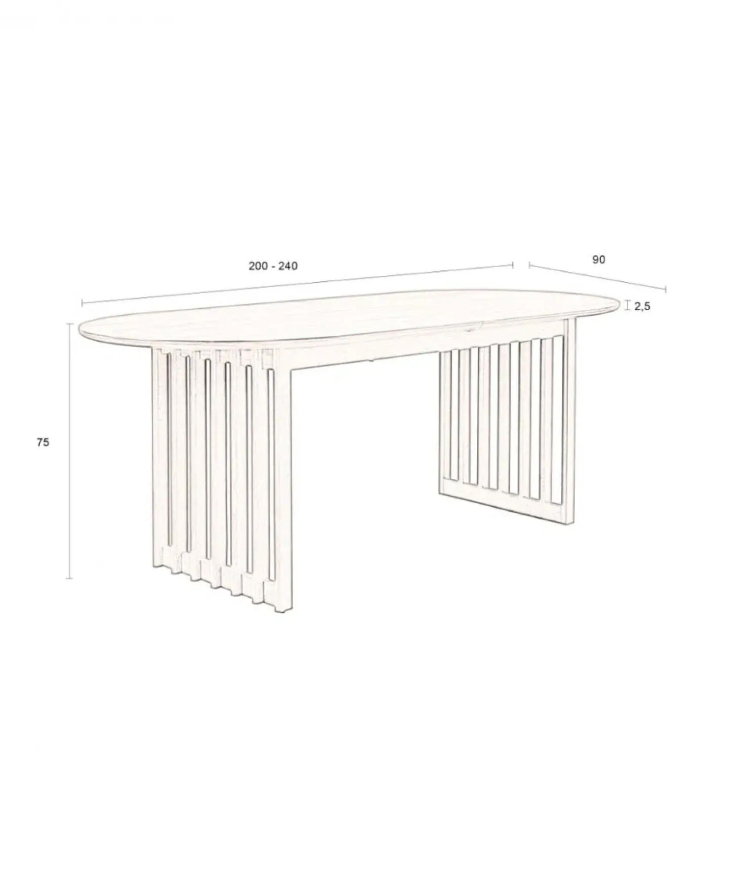 Barlet uitschuifbare Eettafel Walnoot 200cm