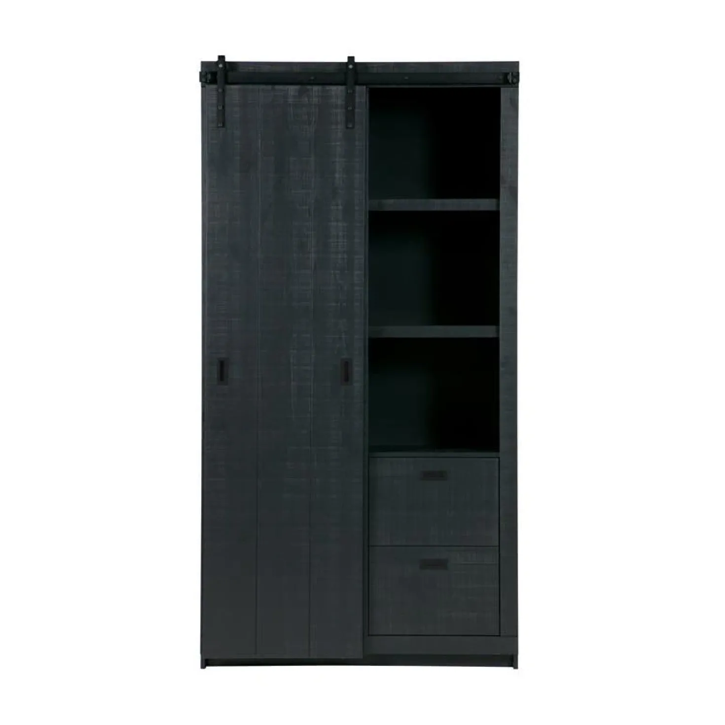 Barn Wandkast Bezaagd Mat Zwart 122cm