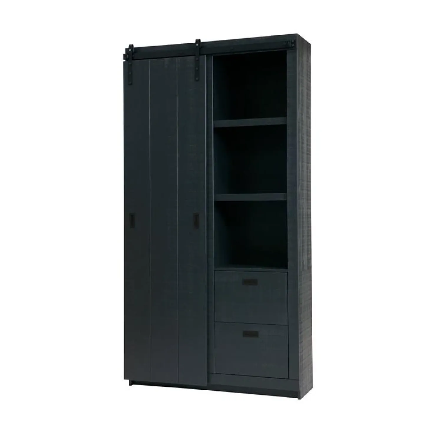 Barn Wandkast Bezaagd Mat Zwart 122cm