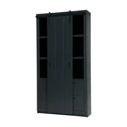 Barn Wandkast Bezaagd Mat Zwart 122cm