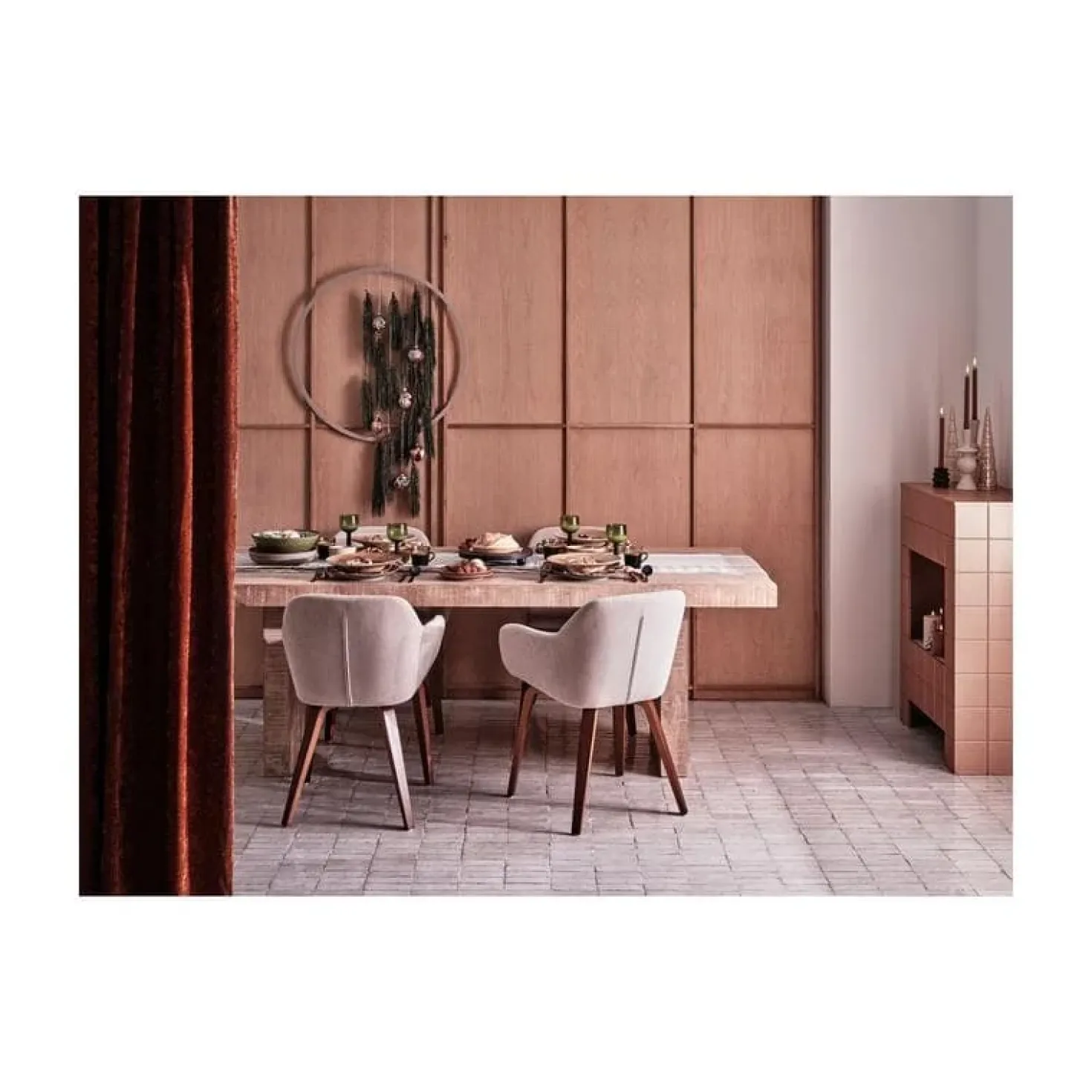 Base Eetkamerstoel velvet melange zand