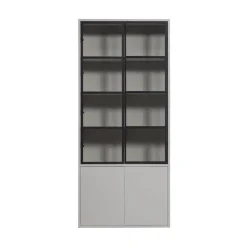 Basic Vitrinekast 4-deurs grenen grijs 101cm