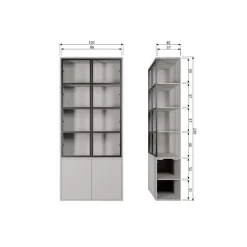 Basic Vitrinekast 4-deurs grenen grijs 101cm