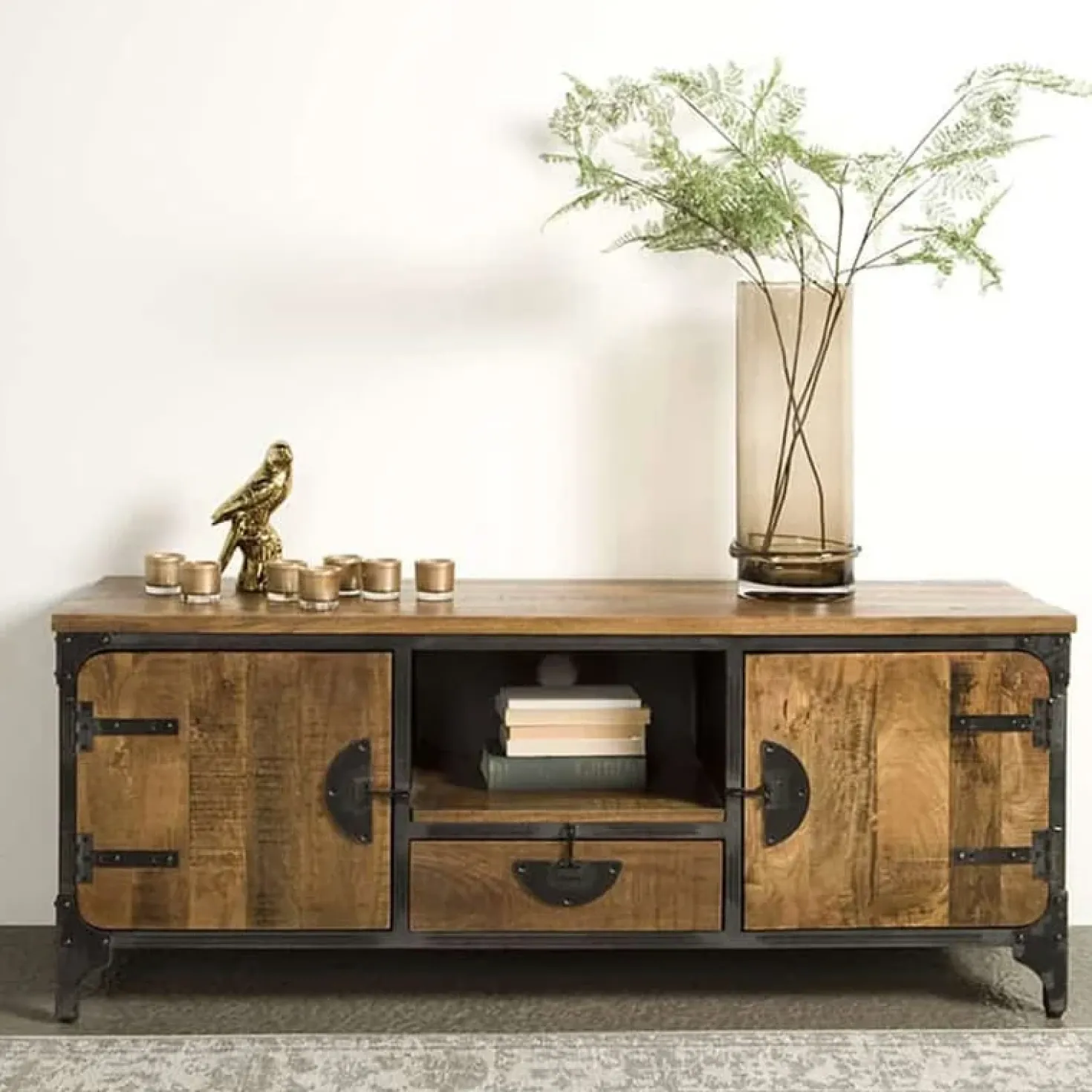 Basto TV meubel 2 drs 2 lades mango naturel matt 180cm