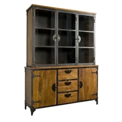 Basto Vitrinekast 5 drs 3 lades mango naturel matt 160cm