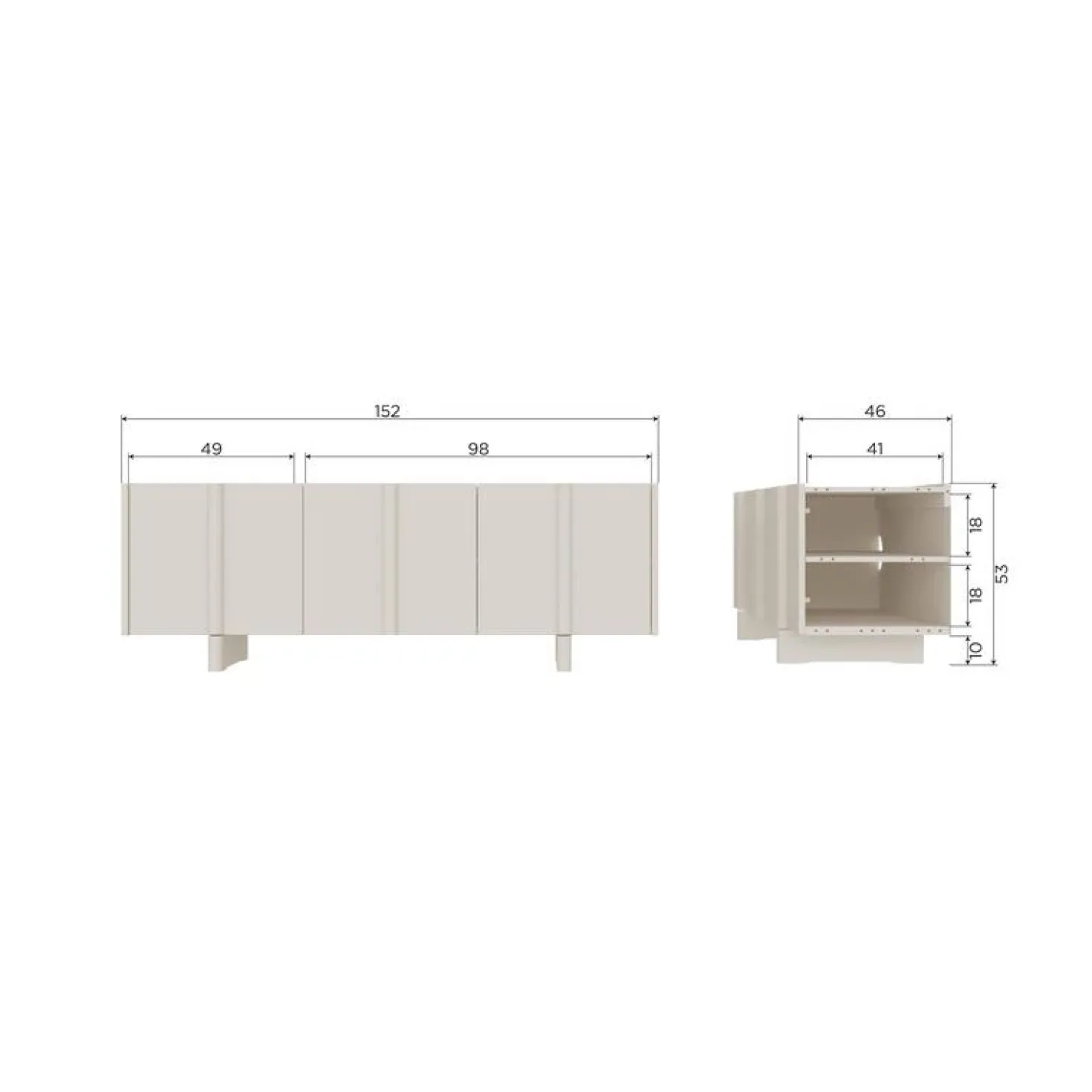 Basu Tv meubel grenen dust 152 cm