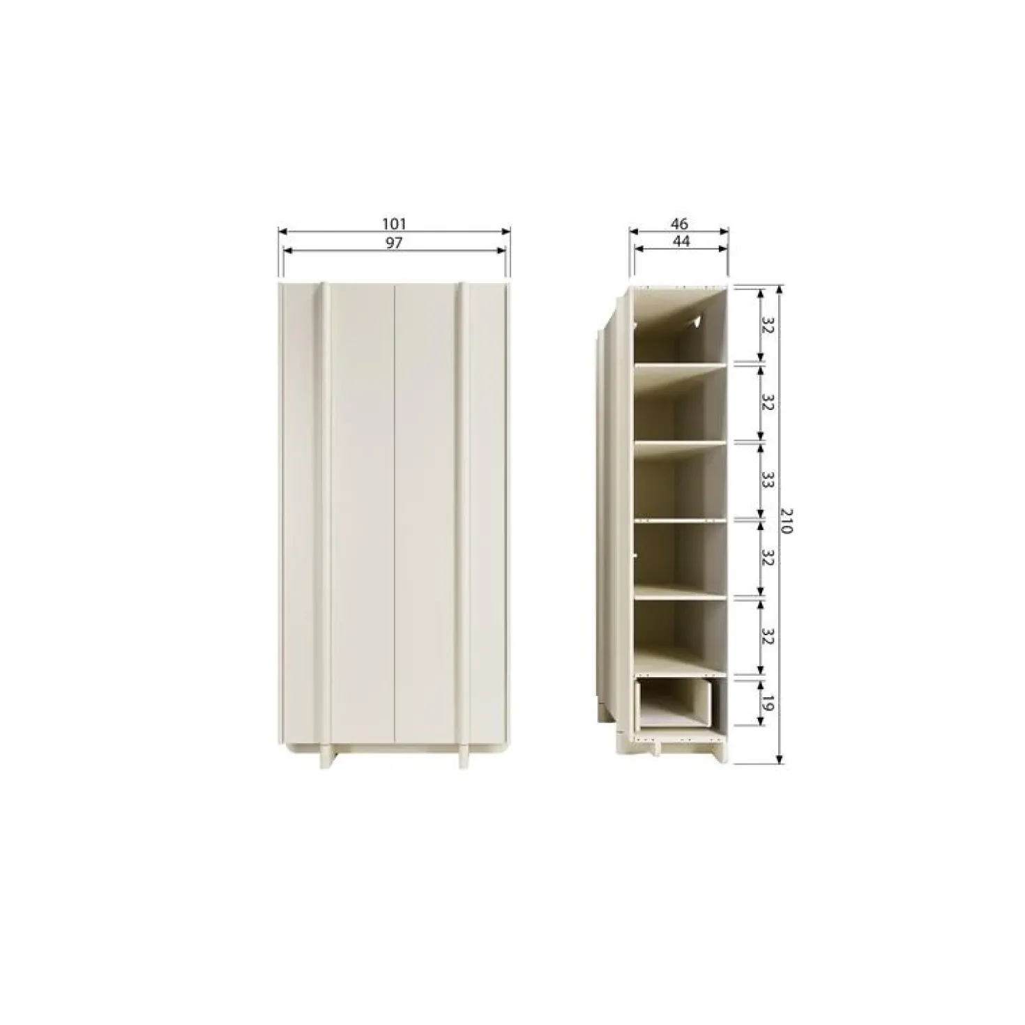 Basu Wandkast grenen dust 101 cm