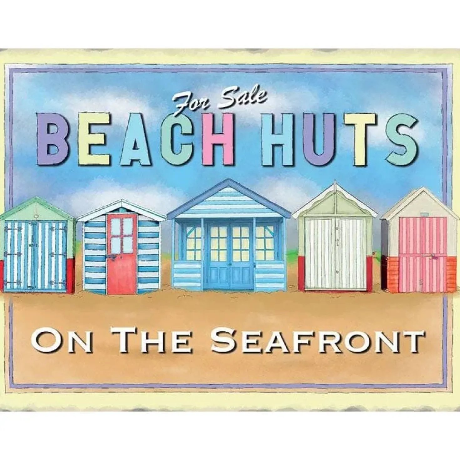 Beach Huts - metalen bord