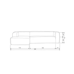 Bean Hoekbank links stof lichtgrijs melange 305cm