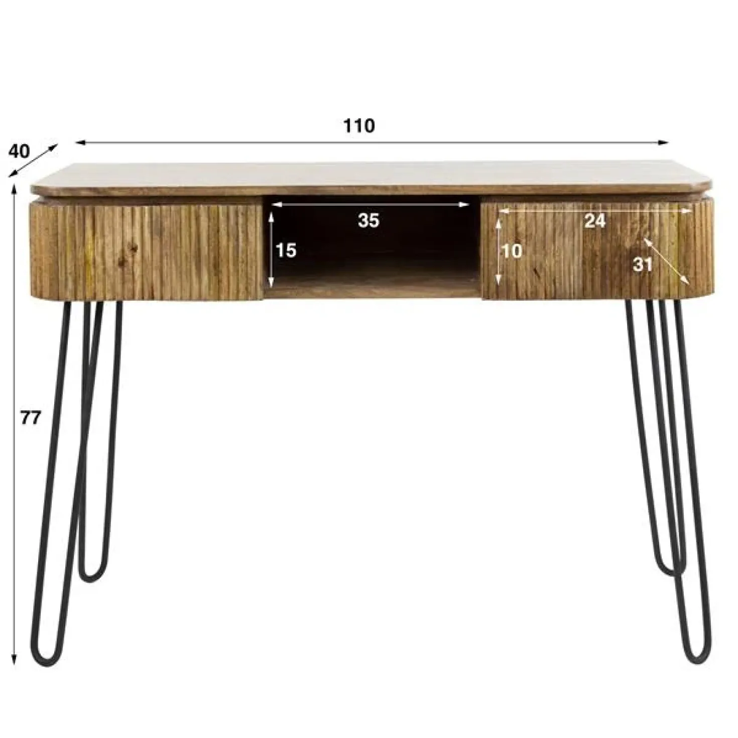 Belisa kaptafel 2 lades mangohout 110cm