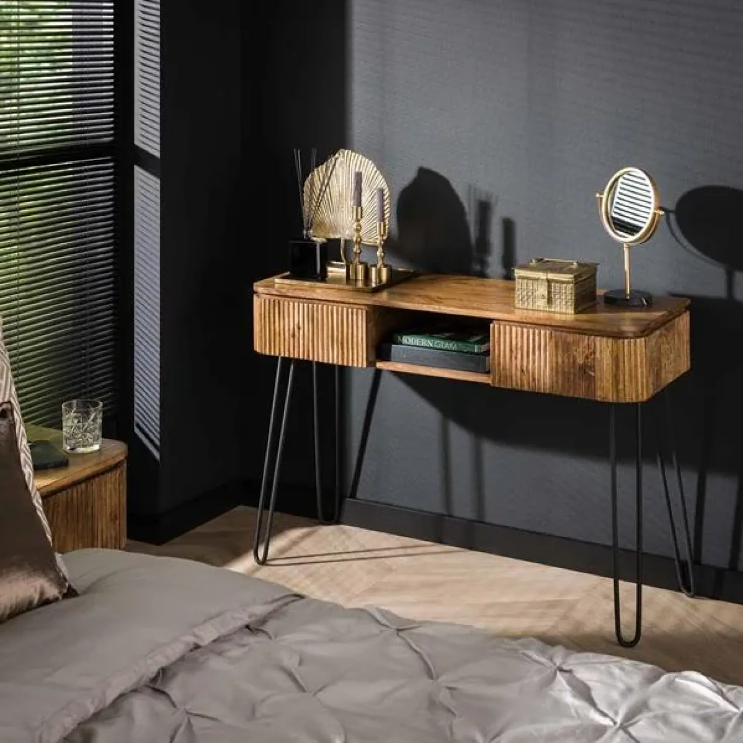 Belisa kaptafel 2 lades mangohout 110cm