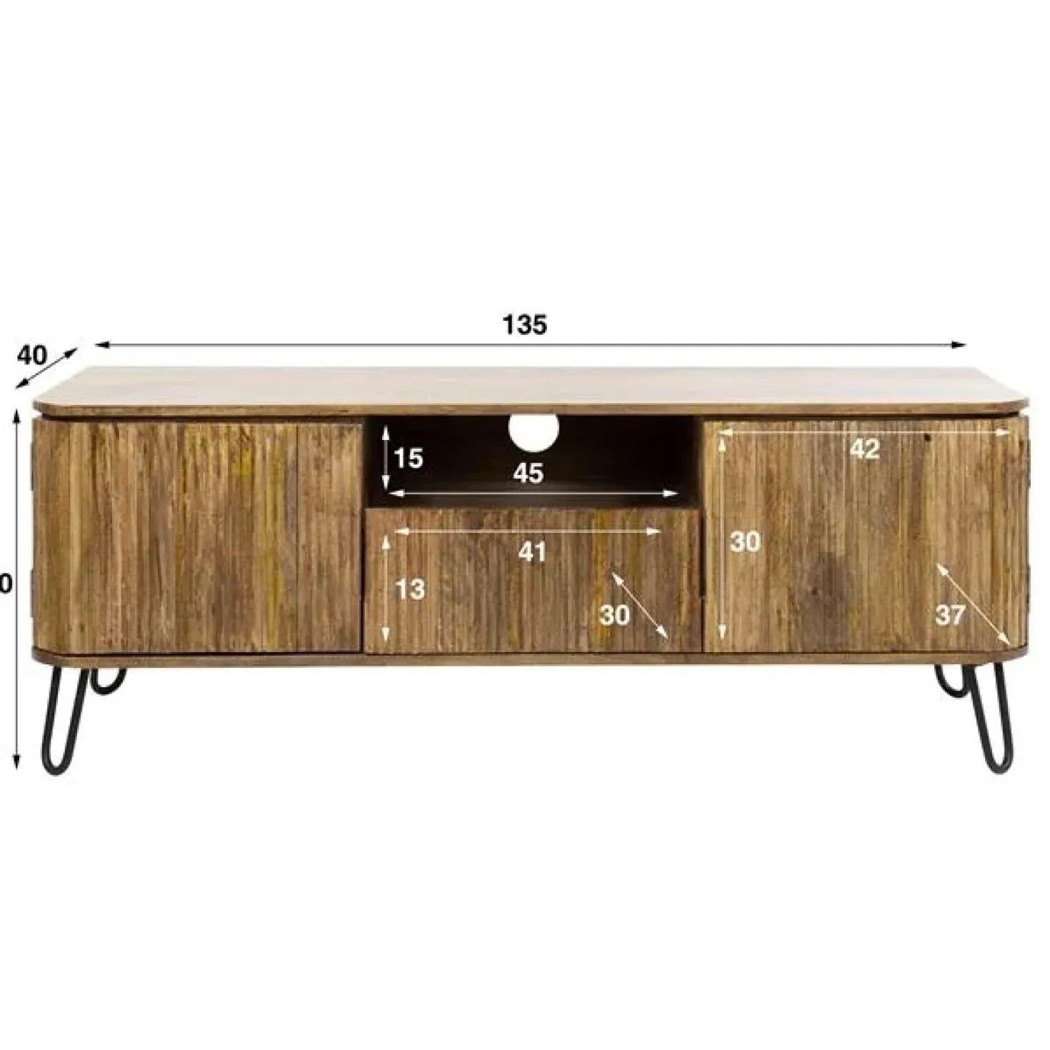 Belisa TV-meubel mangohout zandkleur 135cm