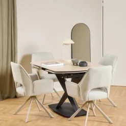 Bella Eetkamerstoel beige met beige onderstel