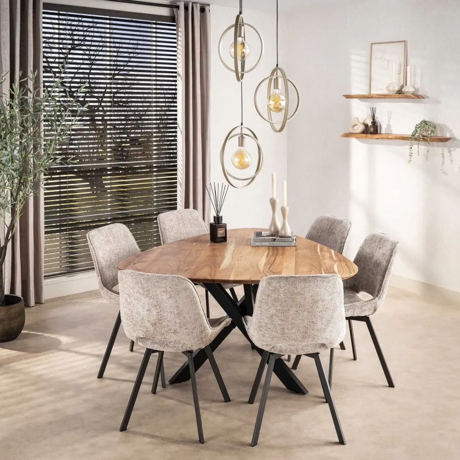 Bellamy 3-lichts getrapte Hanglamp Beige