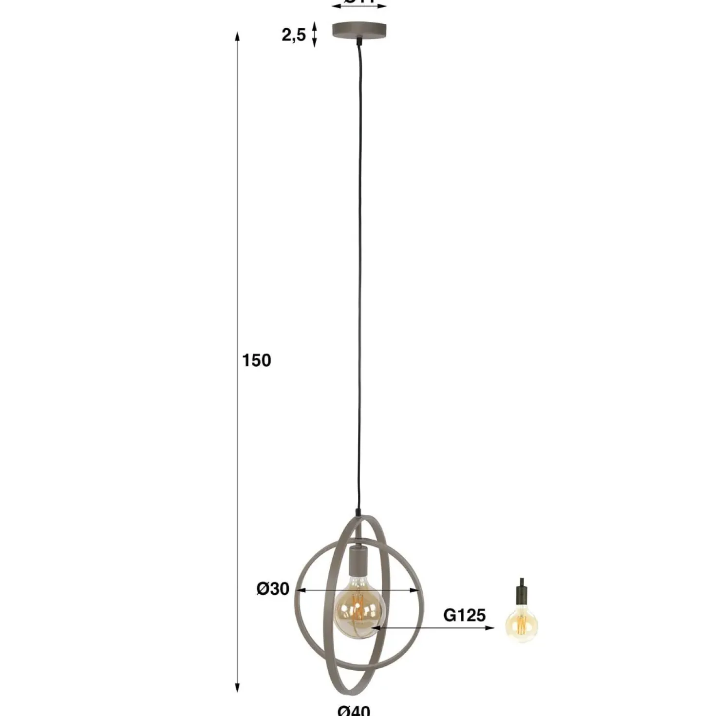 Bellamy 1-lichts Hanglamp Beige
