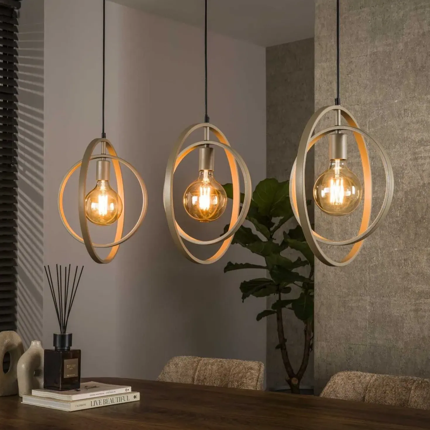 Bellamy 3-lichts Hanglamp Beige