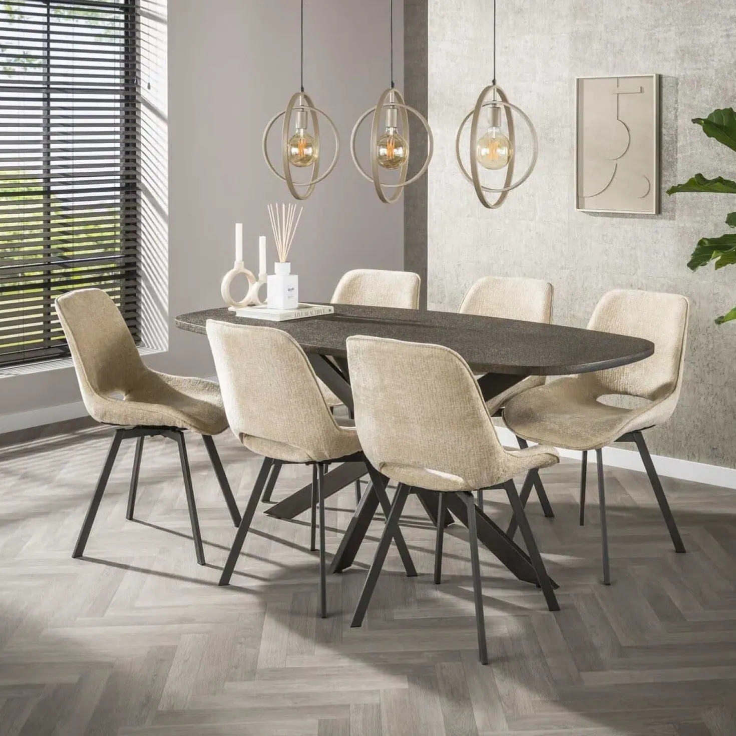 Bellamy 3-lichts Hanglamp Beige