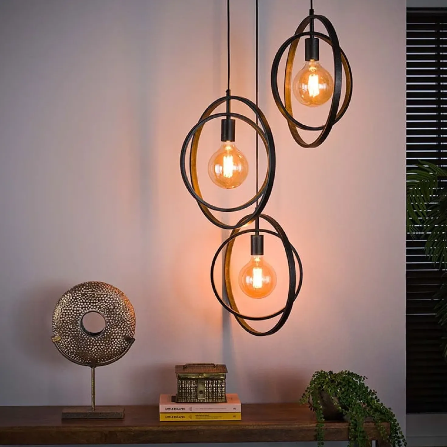 Bellamy 3-lichts hanglamp industrieel getrapt