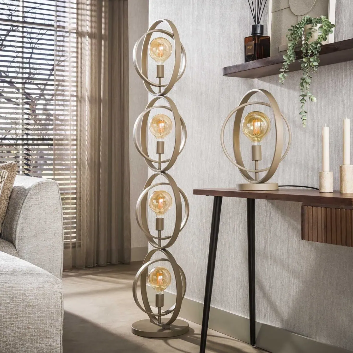 Bellamy 4-lichts Vloerlamp Beige
