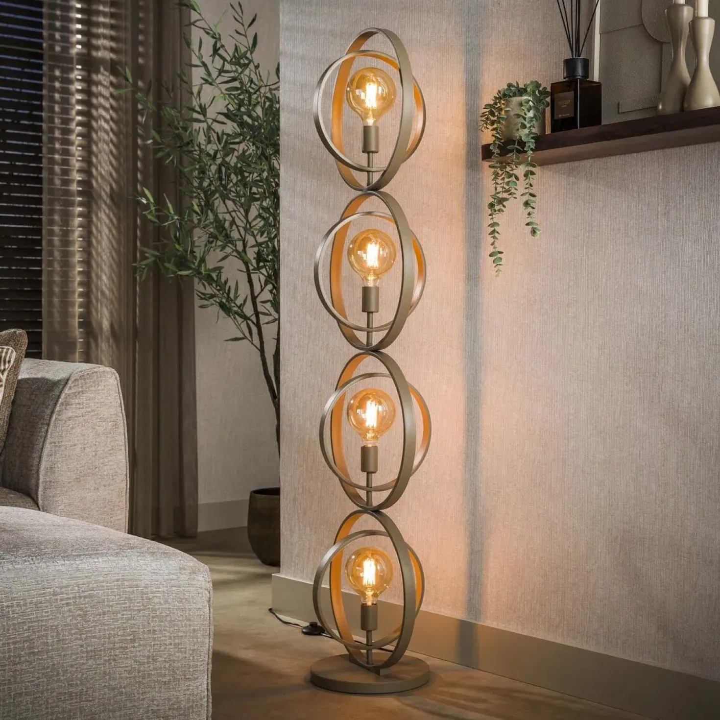 Bellamy 4-lichts Vloerlamp Beige