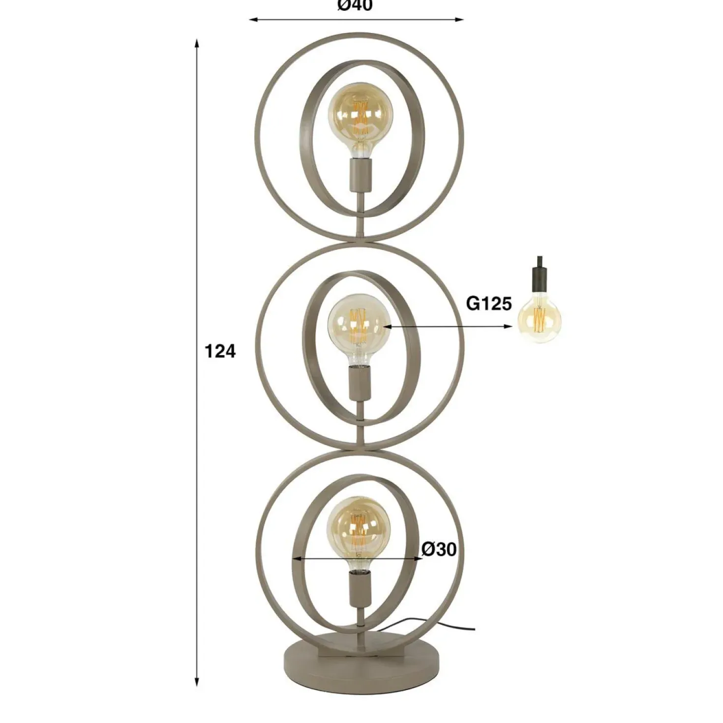 Bellamy 3-lichts Vloerlamp Beige