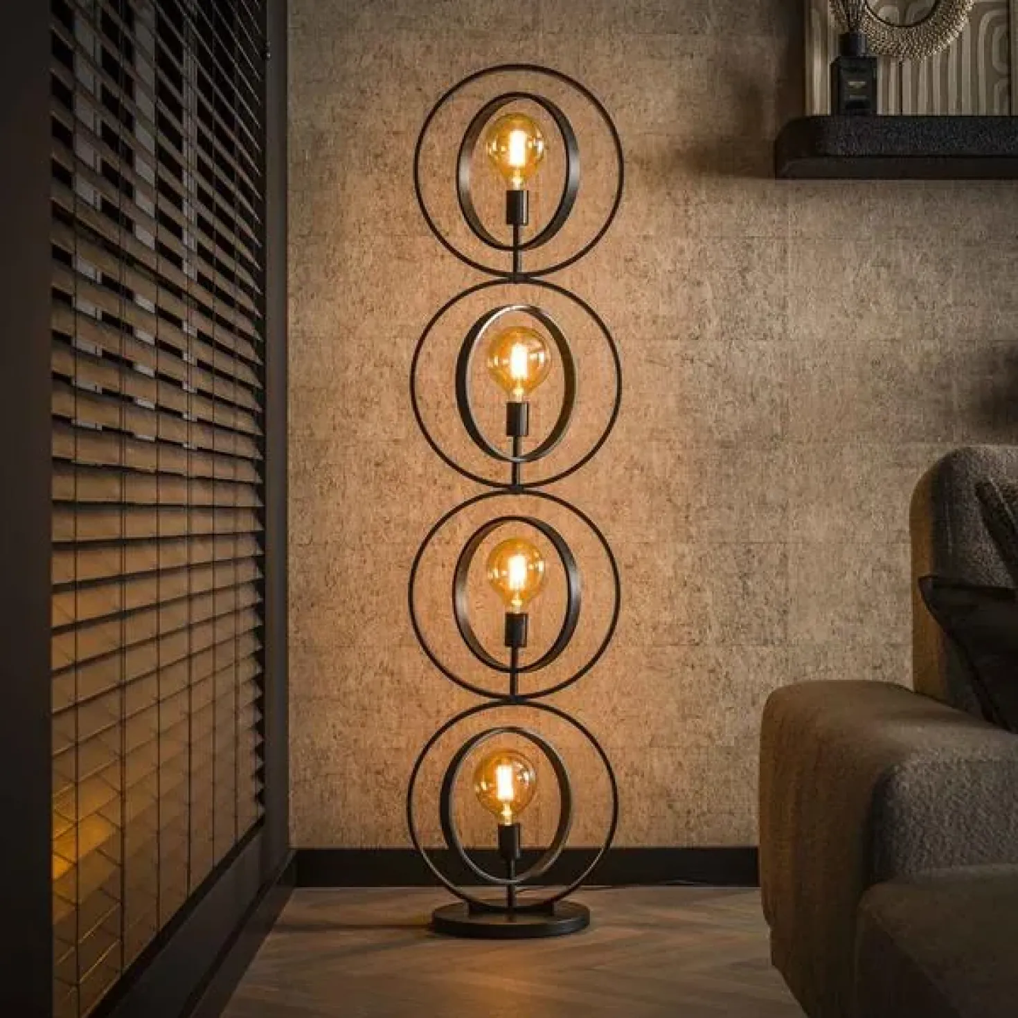 Bellamy 4-lichts Vloerlamp industrieel