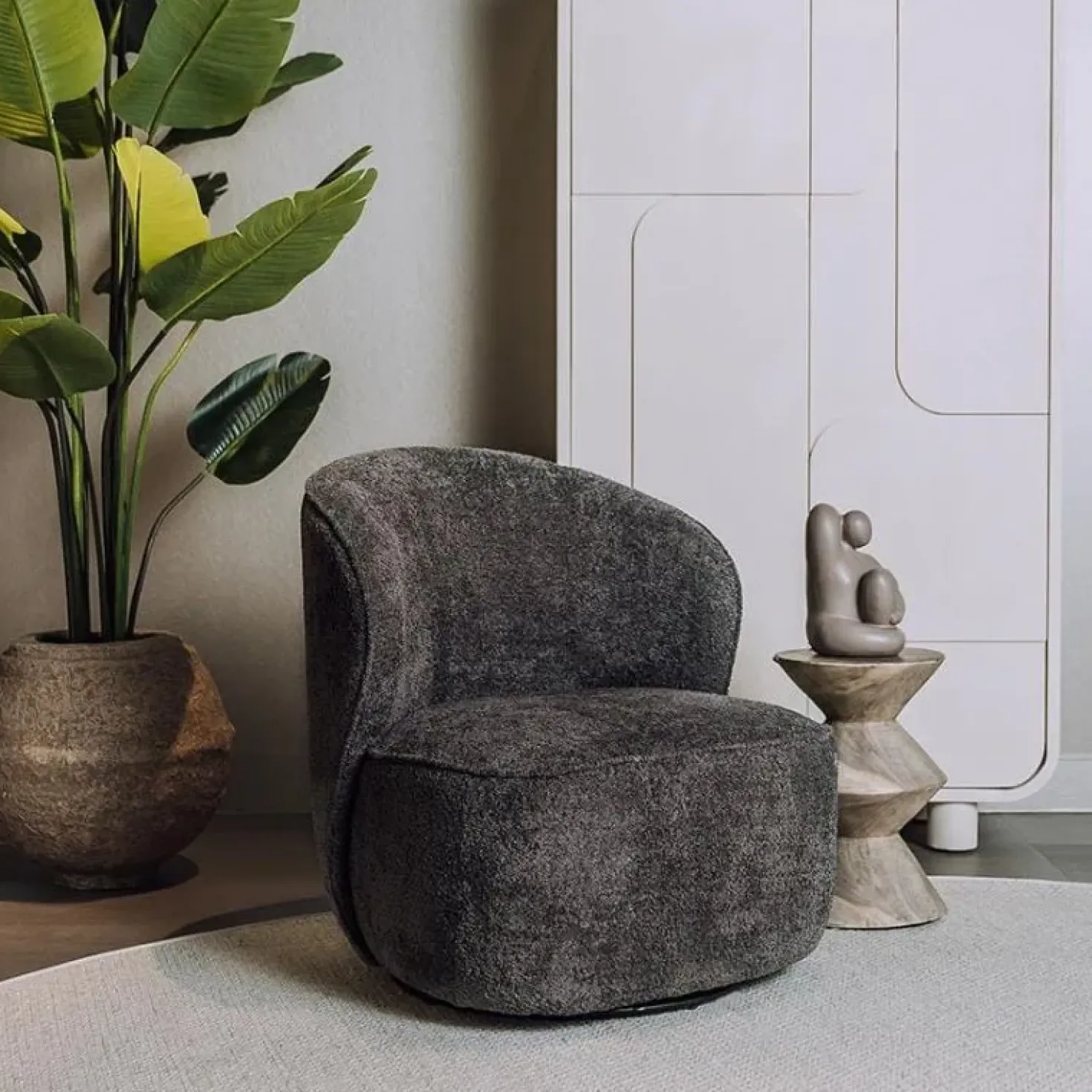 Belvi Fauteuil Donkergrijs draaibaar