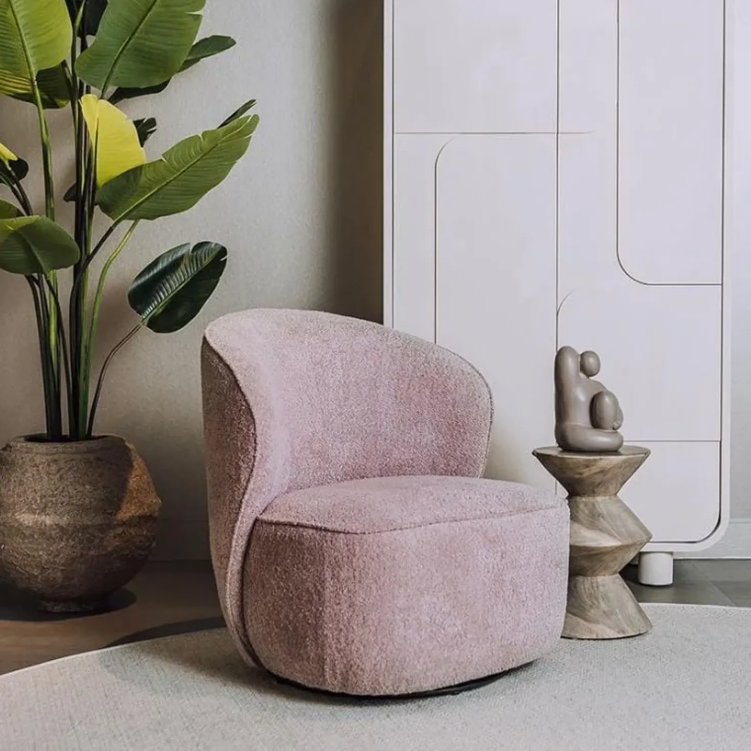 Belvi Fauteuil Oud roze draaibaar