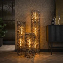 Blaine 3-lichts Vloerlamp Zwart nikkel XL