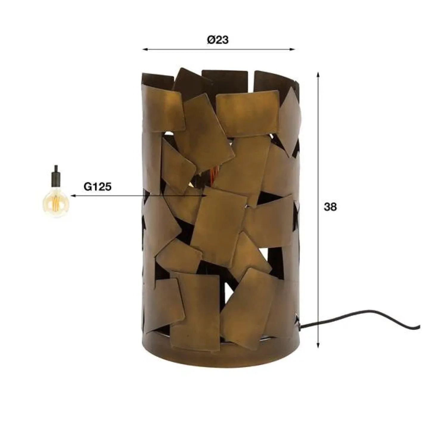 Bodo 1-lichts Tafellamp cylinder / Brons antiek