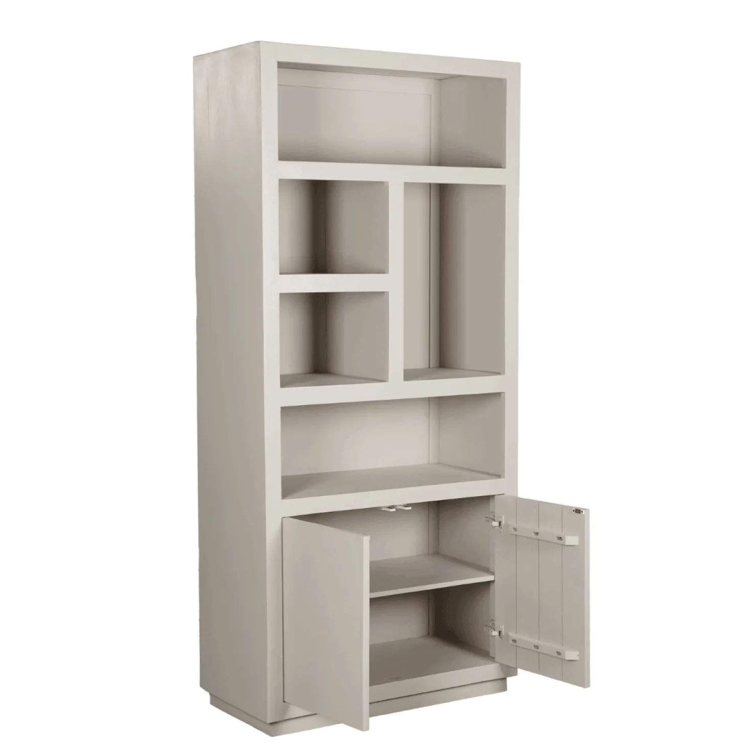 Boekenkast Dortmund mangohout zand 5 vakken 90cm