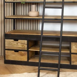 Boekenkast Industrieel mangohout Ladder Big zwart