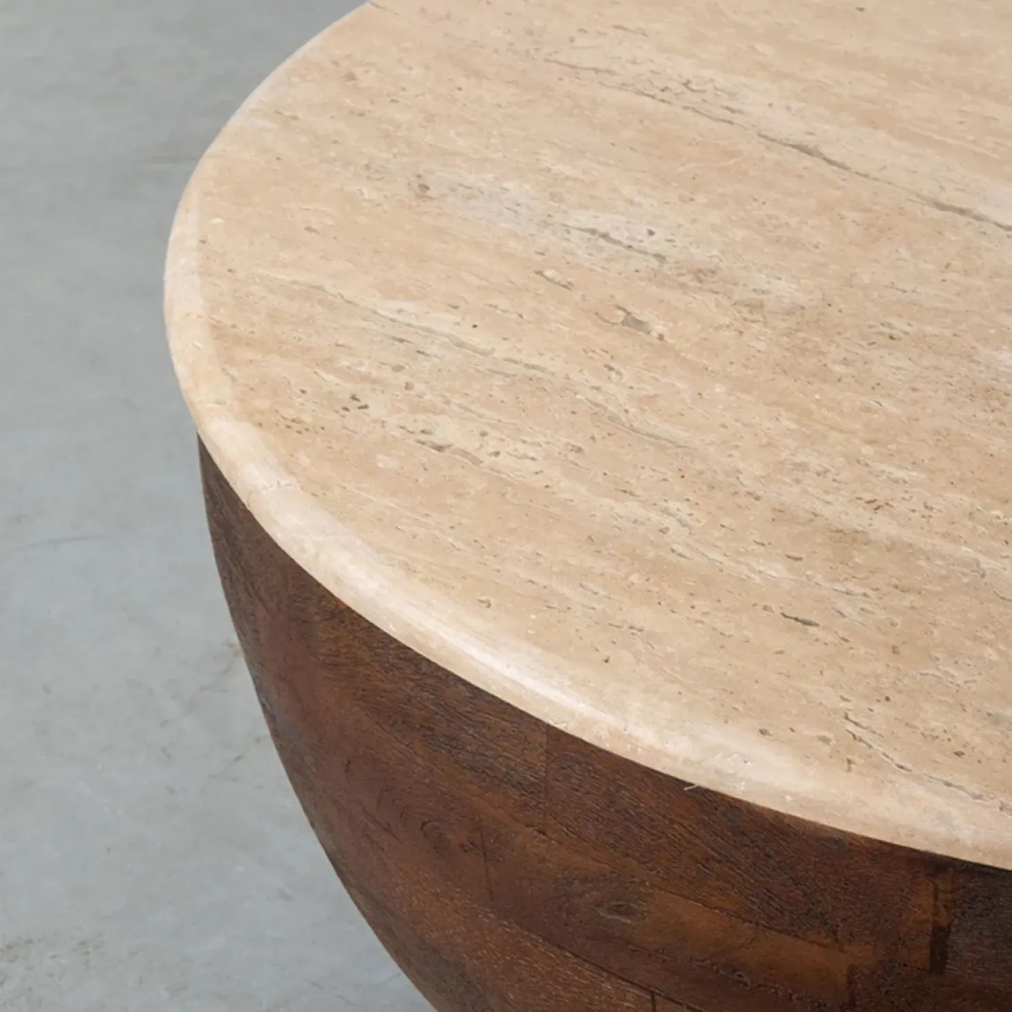 Bowl Salontafel rond Espresso Travertin 70 cm