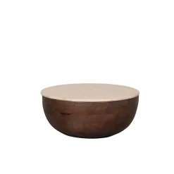 Bowl Salontafel rond Espresso Travertin 70 cm