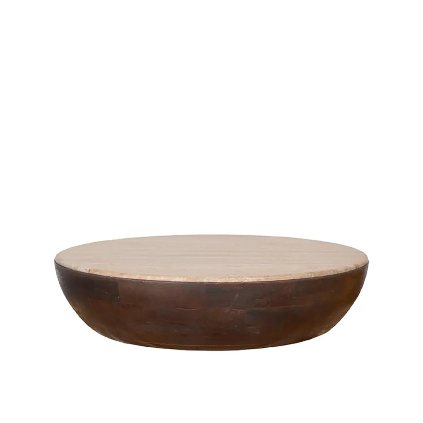 Bowl Salontafel rond Espresso Travertin 90 cm