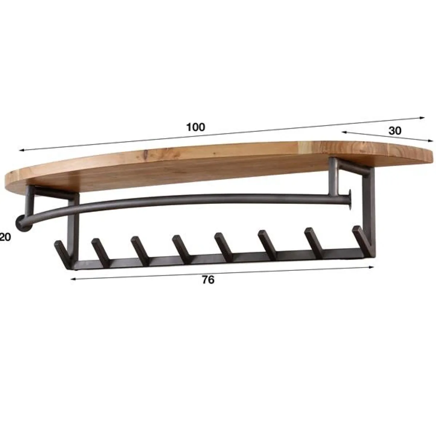 Bravo Kapstok rond 8 haken Acaciahout 100cm