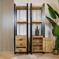 Britt boekenkast industrieel mangohout 1 deur