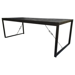 Britt eettafel industrieel mangohout zwart 140cm