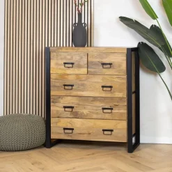 Britt 5 lades kast industrieel mangohout 100x40x115cm