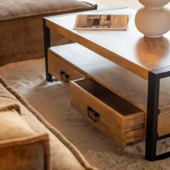 Britt salontafel industrieel mangohout met 4 lades 120cm