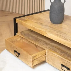 Britt salontafel industrieel mangohout met 4 lades 120cm