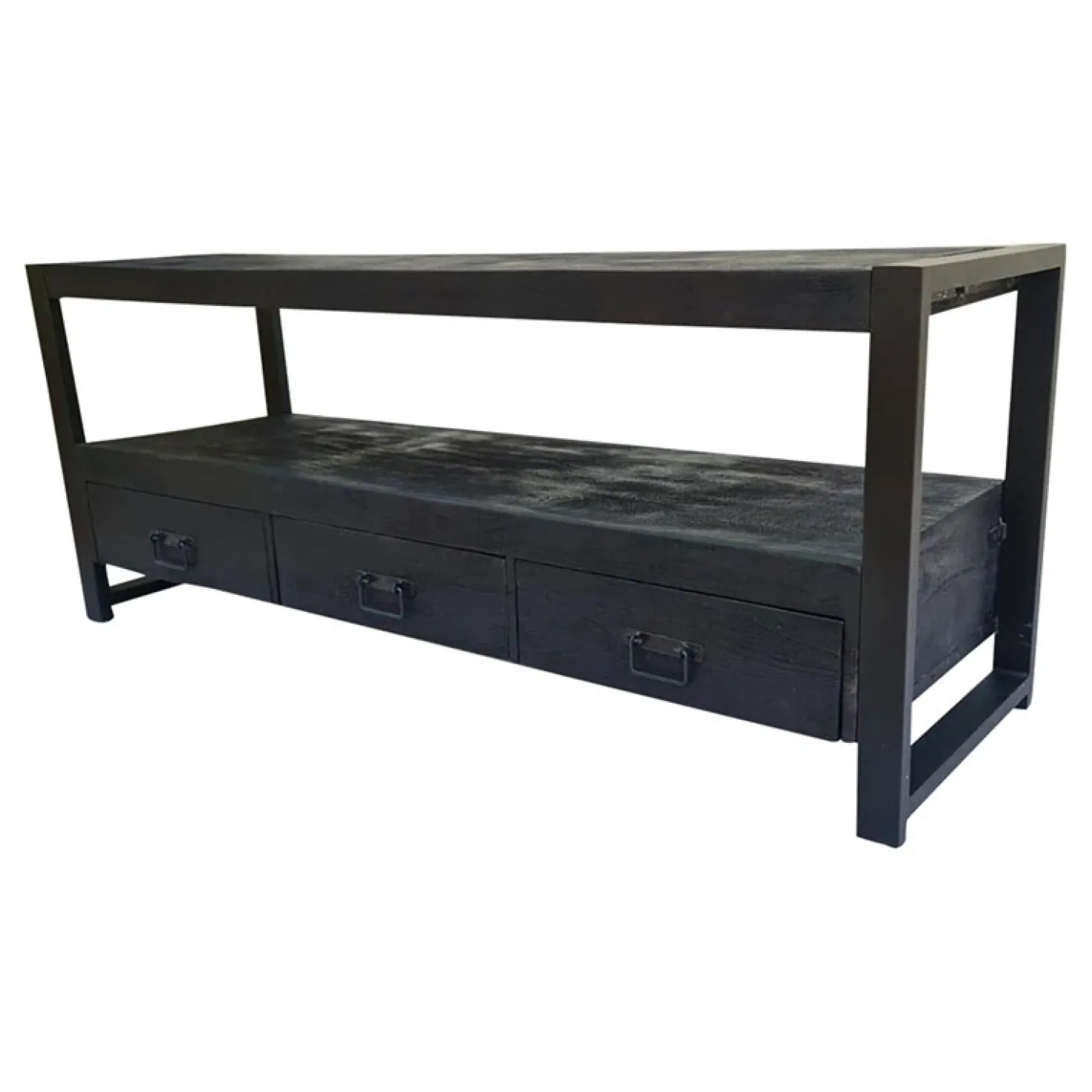 Britt tv meubel industrieel mangohout zwart 150cm