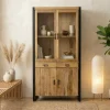 Britt vitrinekast industrieel mangohout hoog 115cmx200cm
