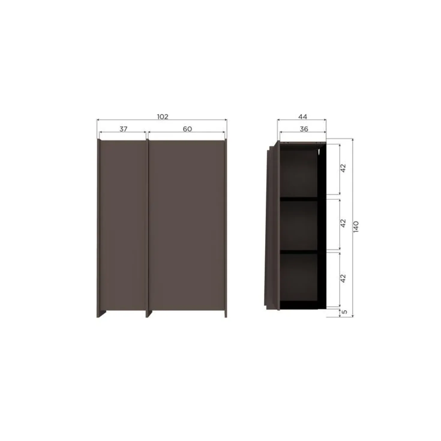 Brock Kledingkast 2-deurs Essen fineer Middenbruin 102cm