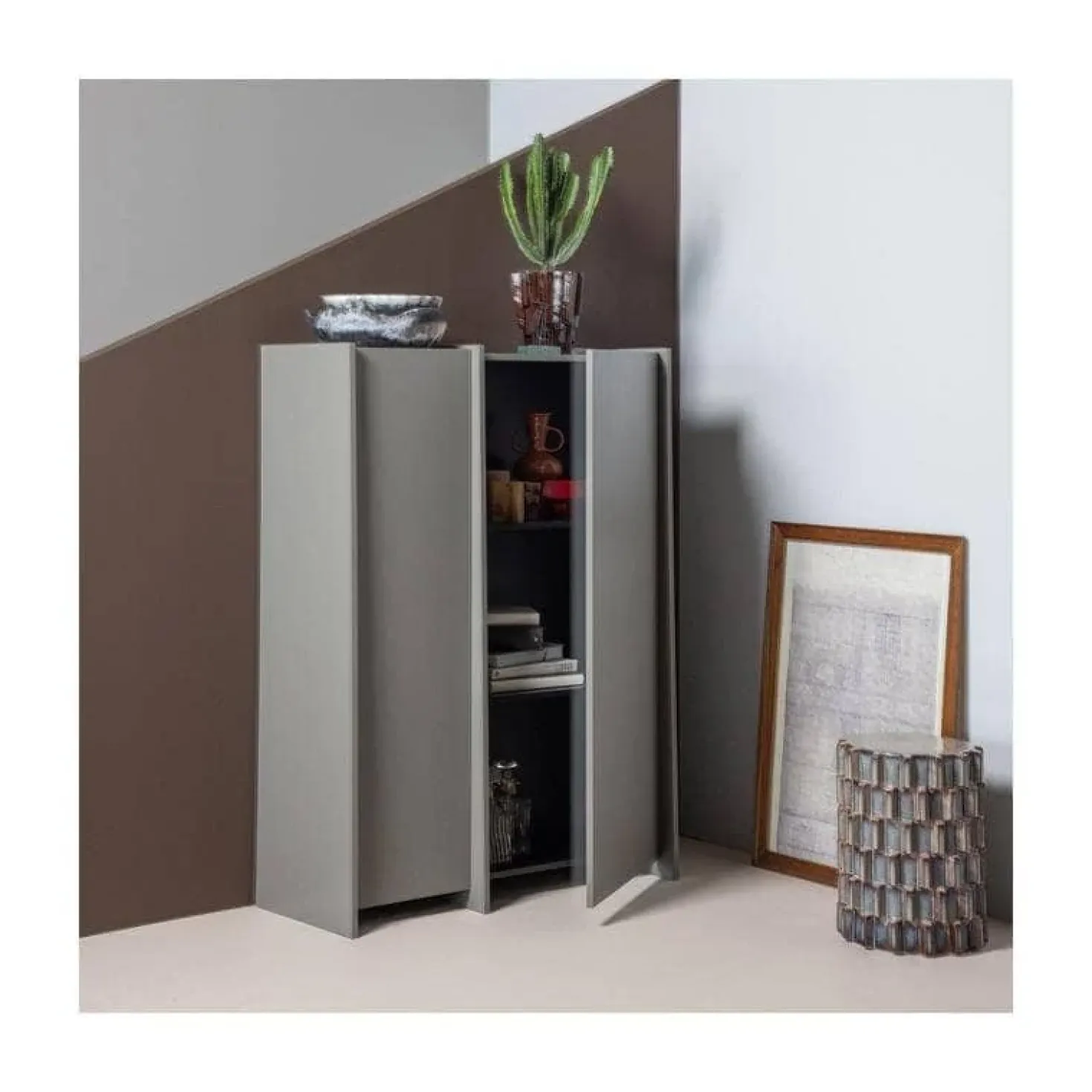 Brock Kledingkast 2-deurs Essen fineer Warmgrijs 102cm