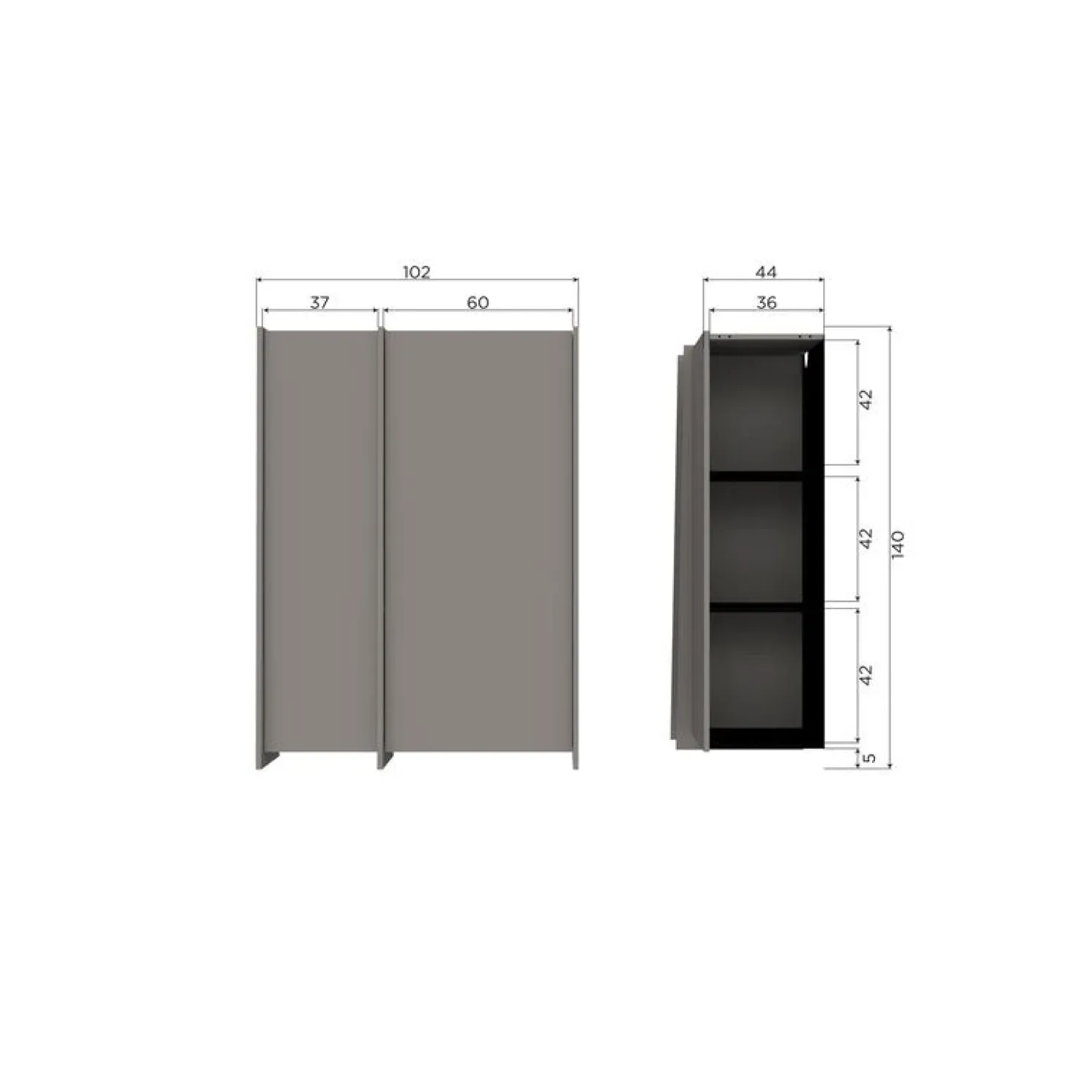 Brock Kledingkast 2-deurs Essen fineer Warmgrijs 102cm