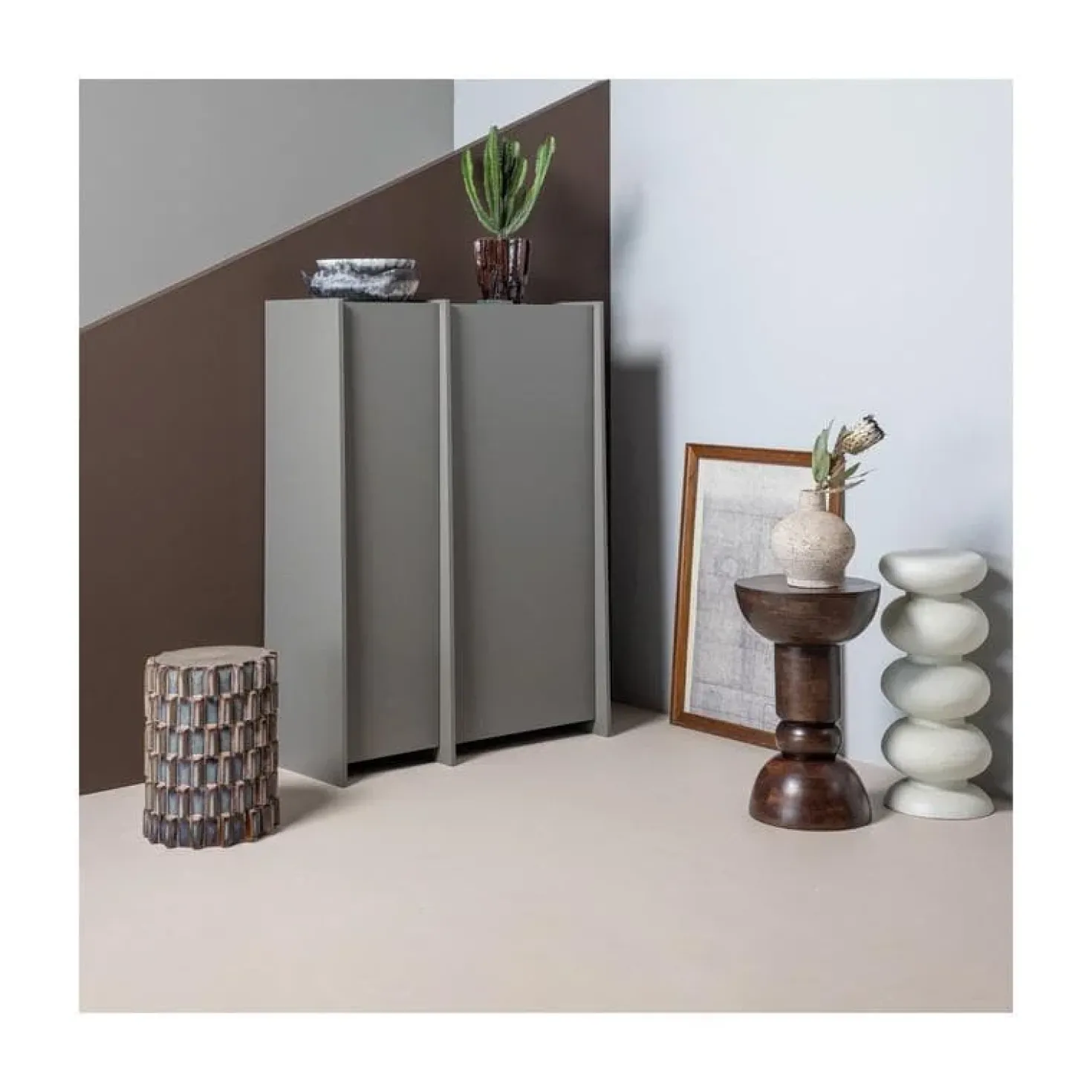 Brock Kledingkast 2-deurs Essen fineer Warmgrijs 102cm